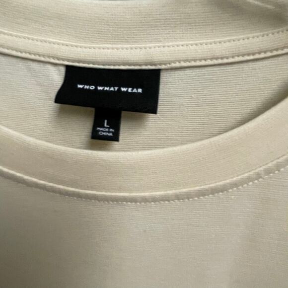 Who What Wear Womens Size Large Cream Tiered Dress 3/4 Sleeve Midi - Picture 2 of 4